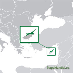 ﻿Mapa de República Turca del Norte de Chipre﻿, donde está, queda, país