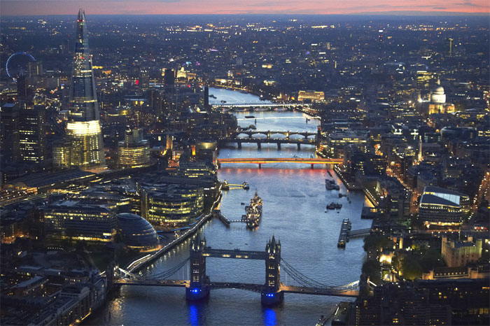 Vista aérea de la ciudad de Londres