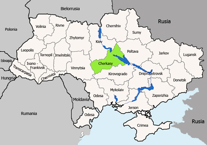Mapa de Cherkasy vista satelital