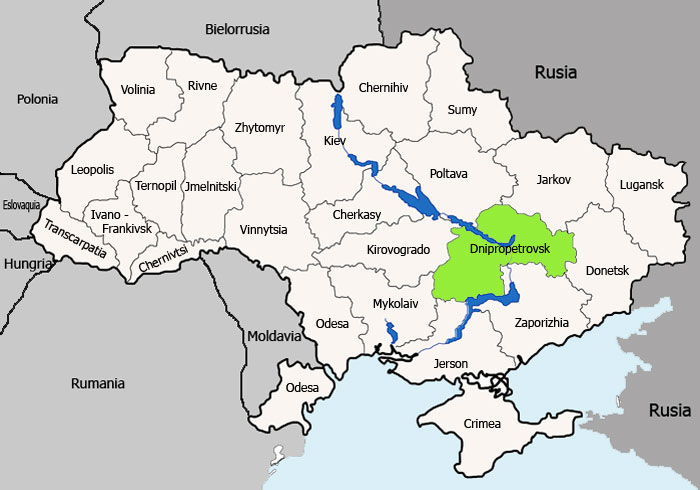 Mapa de Dnipropetrovsk vista satelital