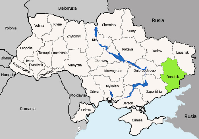 Mapa de Donetsk vista satelital