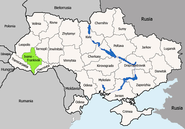 Mapa de Ivano-Frankivsk vista satelital