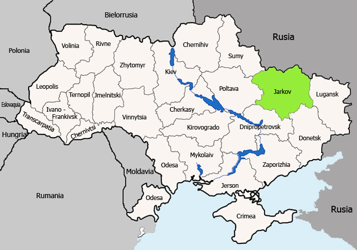 Mapa de Járkov vista satelital
