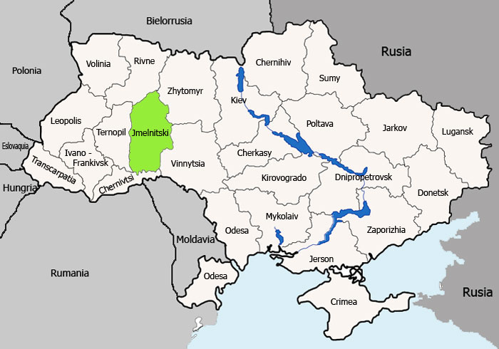 Mapa de Jmelnitski vista satelital