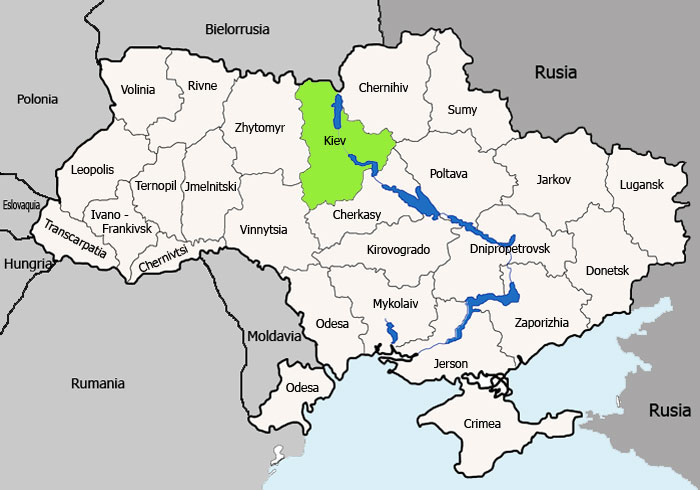Mapa de Kiev vista satelital