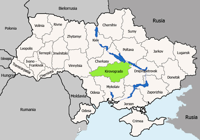Mapa de Kirovogrado vista satelital