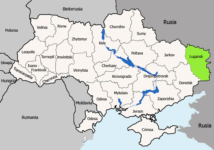 Mapa de Lugansk vista satelital