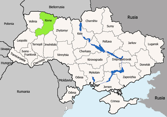 Mapa de Rivne vista satelital