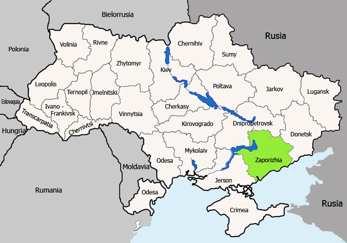 Mapa de Zaporizhia vista satelital