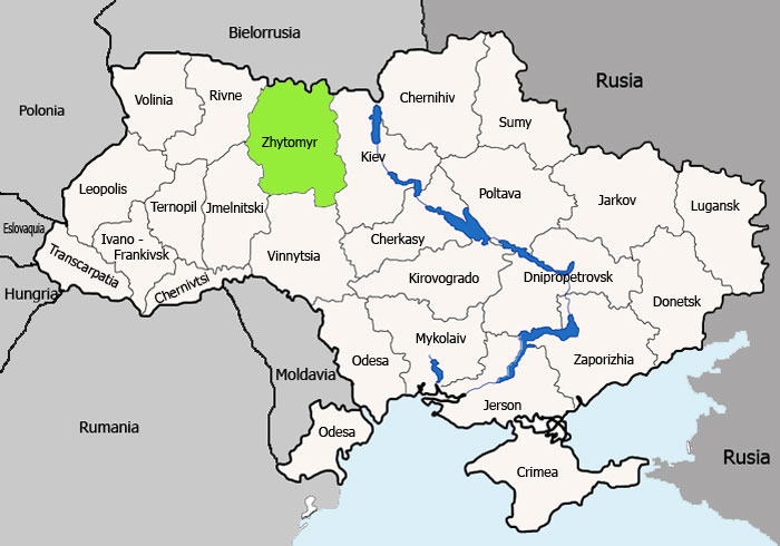 Mapa de Zhytomyr vista satelital